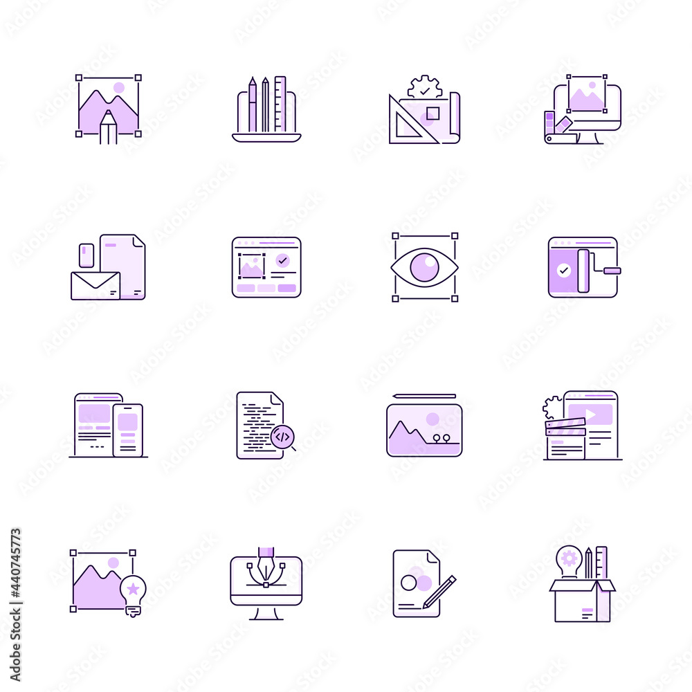 Poster outline icons design-design and development