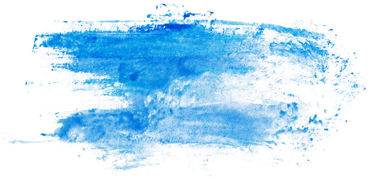 Watercolor stain blue on white background isolated element