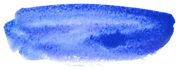 Watercolor brush stroke blue on white background