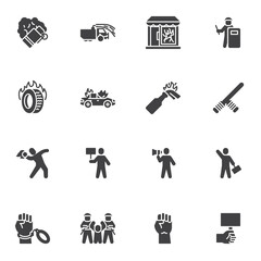 Obraz premium Protest, demonstration vector icons set