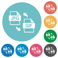 JPG GIF file conversion flat round icons