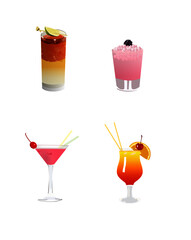 Cocktails Collection Vector Illustration