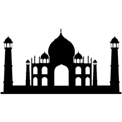 Taj Mahal vector, indian Agra temple illustration