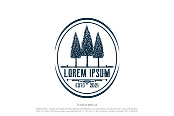 Hemlock Cypress Larch Spruce Trees Forest Logo Design Vector