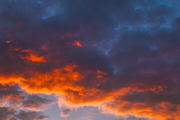 Naklejka na ściany i meble Sunrise Bright Dramatic Sky. Scenic Colorful Sky At Dawn. Sunset Sky Natural Abstract Background
