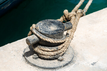 Fototapeta premium Mooring equipment on the Red sea port