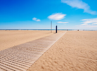 Beach in Castelldefels, a coastal town near Barcelona, Catalonia, Spain