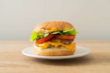 pork burger with cheese on plate