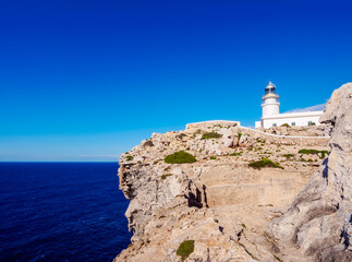 Fototapeta na wymiar Lighthouse at Cap de Cavalleria, Menorca or Minorca, Balearic Islands, Spain
