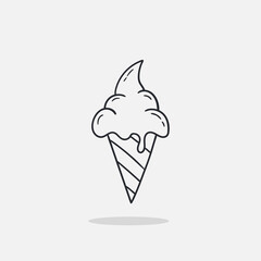 Hand drawn Ice cream icon Design Template. Illustration vector graphic. doodle ice cream print. Perfect for for cafe menu, card, birthday card decoration.