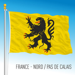 North - Pas de Calais regional flag, France, European Union, vector illustration - obrazy, fototapety, plakaty