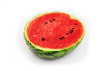 fresh watermelon halves on a white background