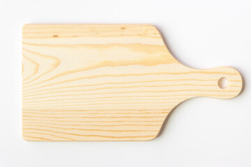 木製のまな板、白バック