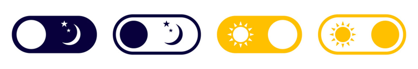 Set of night mode and day mode buttons. Night, day switch. Night and day mode icons. Vector illustration. © SVIATOSLAV