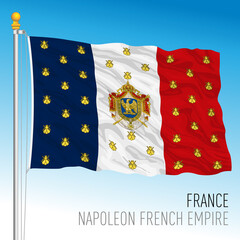 Napoleon French Empire flag, France, historical emblem, vector illustration - obrazy, fototapety, plakaty