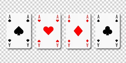 Vector realistic isolated Aces playing cards on the transparent background. Concept of poker and casino.