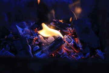 fire in the fireplace