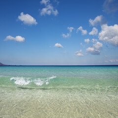 Marble beach in the island of Armathia near the Greek island of Kassos in the Dodecanese archipelago