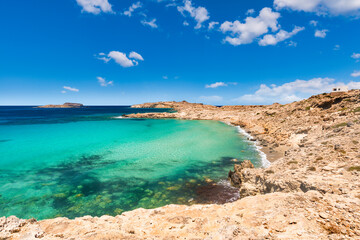 Marble beach in the island of Armathia near the Greek island of Kassos in the Dodecanese archipelago
