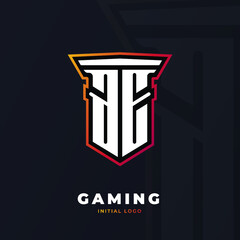 Initial AE with pillar, vector initial letter monogram esport, twitch and gaming logo template