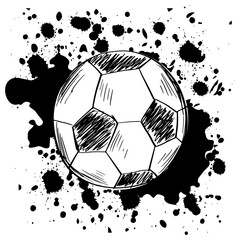 Fototapeta premium Sketch of soccer ball with splatter