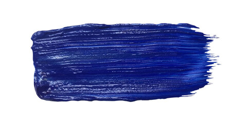 A smear of blue acrylic paint. A trace of fresh paint from an art brush with a glossy texture. A frame, a place for your text, a decorative design element.