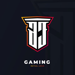 Initial AJ with pillar, vector initial letter monogram esport, twitch and gaming logo template