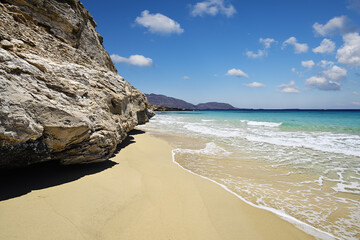 Marble beach in the island of Armathia near the Greek island of Kassos in the Dodecanese archipelago