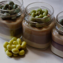succulent candles in a containers with gray brown and white wax