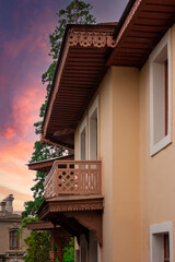 Old balcony, Italian street, Livadia, Crimea, cozy street.