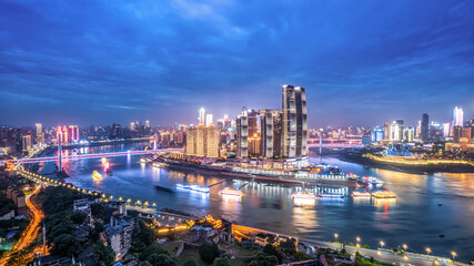 Aerial photography of Sichuan and Chongqing city night view © zhouyilu