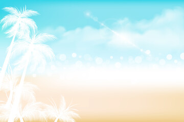 Fototapeta na wymiar summer background. abstract soft blue sky and beach blurred gradient background, vector illustration