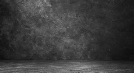 Concrete Wall Background Scene Dark Empty Room with Cement Floor