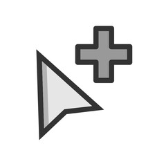 Fototapeta premium Arrow Add Cursor filled outline icon
