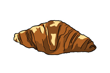 Close-up of a croissant - croissant drawing on a white background