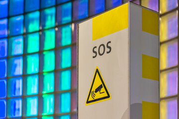 Dutch sos warning system in a railway station in Zoetermeer, The Netherlands