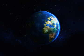 Fototapeta na wymiar Planet earth in the space