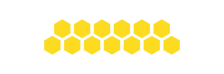 Honeycomb shape in line shape. Hexagon elements set. Sweet food symbol. Propolis sign. Vector illustration isolated on white background