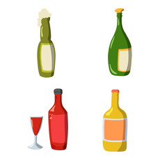 set of wine bottle flat design in Flat design with shadow icons beverage