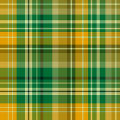 Seamless pattern in warm yellow and green colors for plaid, fabric, textile, clothes, tablecloth and other things. Vector image.