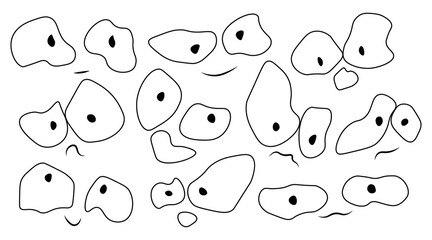 Cartoon face set of expressions and emotions cute transparent illustration