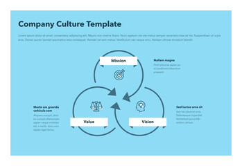 Simple infographic for company culture - mission, vision and value - blue version. Easy to use for your design or presentation. © tomasknopp
