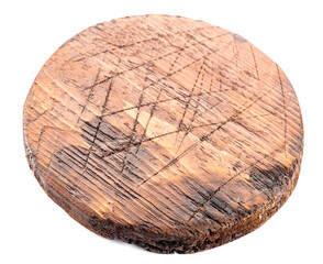 Old cutting board isolated on a white background.