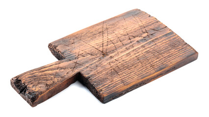 Old cutting board isolated on a white background.