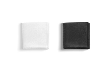 Blaank blank and white folded big towel mockup, top view