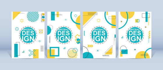 Trendy geometric design. Cool memphis poster background. Set of trendy memphis design. Colorful geometric background. Applicable for flyer, brochure, cover, magazine, book, banner.