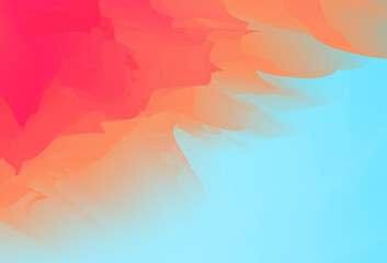 Abstract hot summer illustration inspired by tropical flowers and sunny day. Soft shapes and sharp edges, vivid colors gradients. Horizontal artistic background for banner, presentation or postcard. 