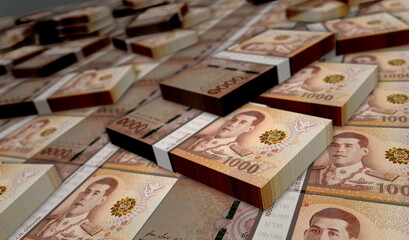 Thai Baht money banknotes pack illustration - obrazy, fototapety, plakaty