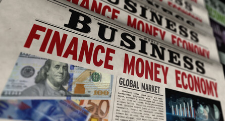 Business, finance, money and economy retro newspaper illustration