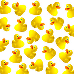 Rubber ducks. Seamless patterns. Toy animal. Template for design and print.